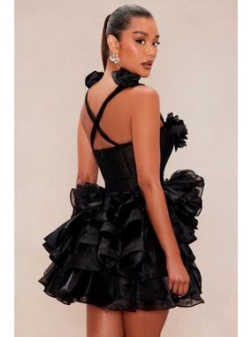 Fashion Nova Bronx and Banco Floral Structured Statement Corset Black Mini Dress